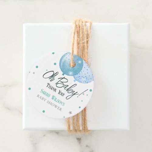 Oh Baby Blue Balloons Boy Baby Shower Favor Tags