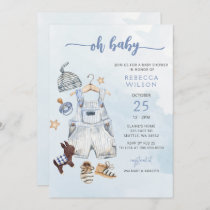 Oh Baby Blue Boho Boy Baby Shower Invitation