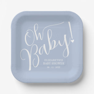 Oh Baby! Blue Boy Baby Shower Paper Plates