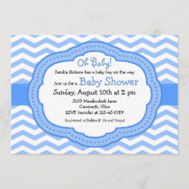 Oh Baby Blue Chevron Baby Shower Invitation