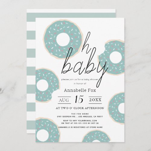 Oh Baby Blue Donut Boy Baby Shower Invitation