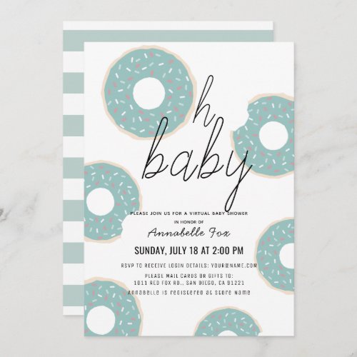 Oh Baby Blue Donut Boy Virtual Baby Shower Invitation