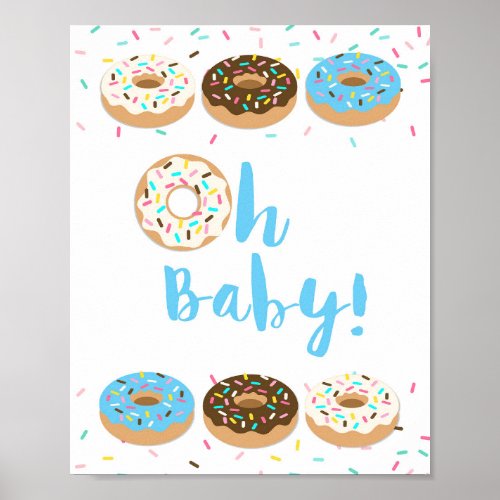 Oh Baby Blue Donut Sprinkle Baby Shower Sign