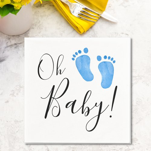 Oh Baby Blue Feet Baby Shower Napkins
