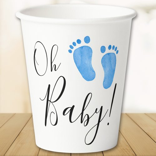 Oh Baby Blue Feet Baby Shower Paper Cups