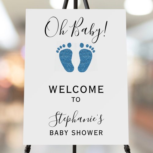 Oh Baby Blue Feet baby Shower Welcome Sign