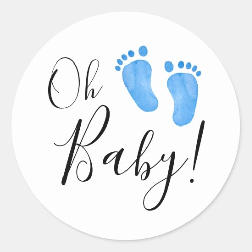 Oh Baby Blue Feet Classic Round Sticker