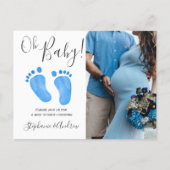 Oh Baby Blue Feet Photo Baby Shower Invitation (Front)