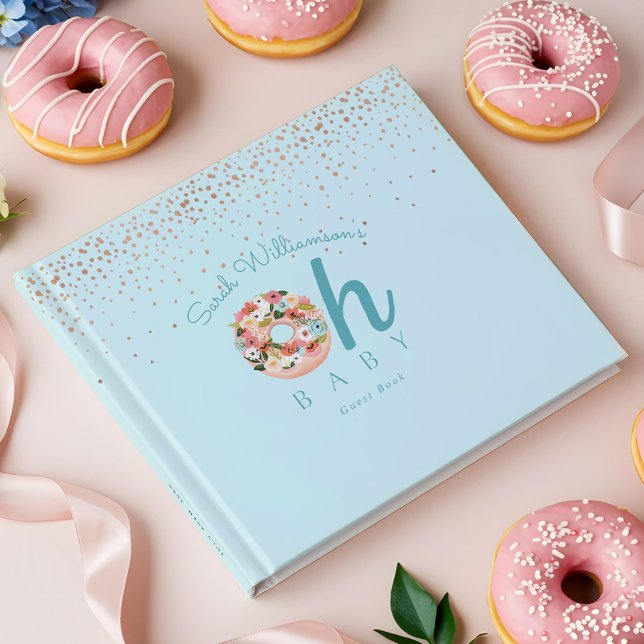 Oh Baby Blue Floral Botanical Donut Baby Shower Guest Book (Oh Baby Blue Floral Botanical Donut Baby Shower Guest Book)
