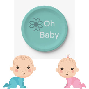 Oh Baby Blue Floral Daisy Paper  Plates