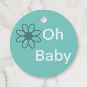 Oh Baby Blue Floral Daisy Round Gift Tags