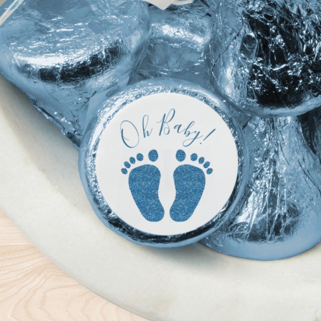 Oh Baby Blue Glitter Feet Baby Shower Hershey®'s Kisses® (Creator Uploaded)