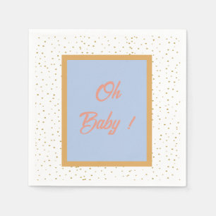 Oh Baby Blue Gold Ginkgo Leaf Baby Shower Napkins