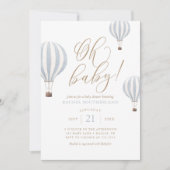 Oh Baby Blue Hot Air Balloon Baby Shower Invitatio Invitation (Front)
