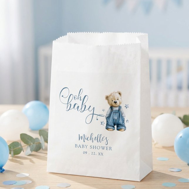 Oh Baby Blue Jean Baby Denim Baby Shower Favor Bag (Creator Uploaded)