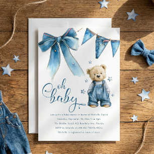 Oh Baby Blue Jean Baby Denim Baby Shower Invitation