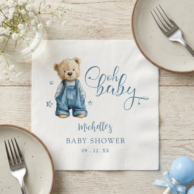 Oh Baby Blue Jean Baby Denim Baby Shower Napkins (Creator Uploaded)