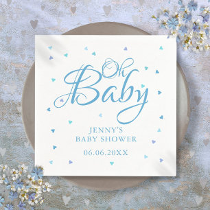 Oh Baby Blue Love Hearts Baby Shower / Sprinkle Napkins