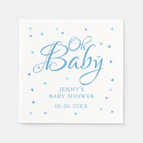 Oh Baby Blue Love Hearts Baby Shower  Sprinkle Napkins