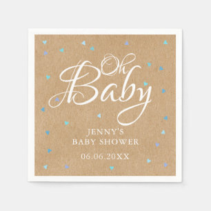 Oh Baby Blue Love Hearts Baby Shower / Sprinkle Napkins