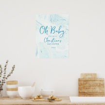 Oh Baby Blue Marble Welcome Sign Foam Core Board