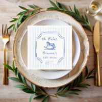 Oh baby blue rocking horse sketch baby shower