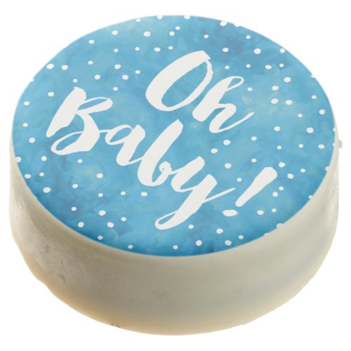 Oh Baby Blue Watercolor Baby Shower Chocolate Dipped Oreo