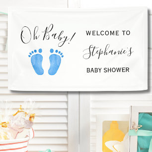 Oh Baby Blue Welcome Baby Shower Banner