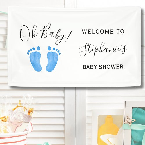 Oh Baby Blue Welcome Baby Shower Banner