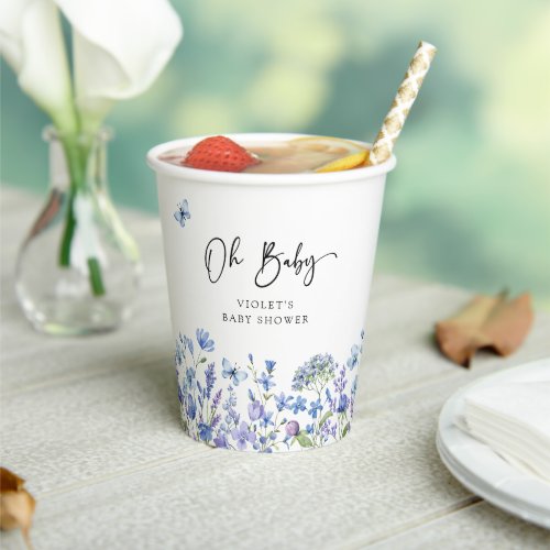 Oh Baby Blue Wildflower Baby Shower Paper Cups