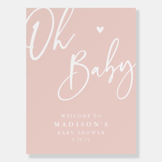 Oh Baby Blush Pink Baby Shower Welcome Sign (Front)