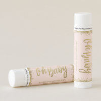 Oh Baby Blush Pink Gold Glitter Baby Shower Favors Lip Balm