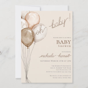 Oh Baby Boho Balloon Gender Neutral Baby Shower Invitation