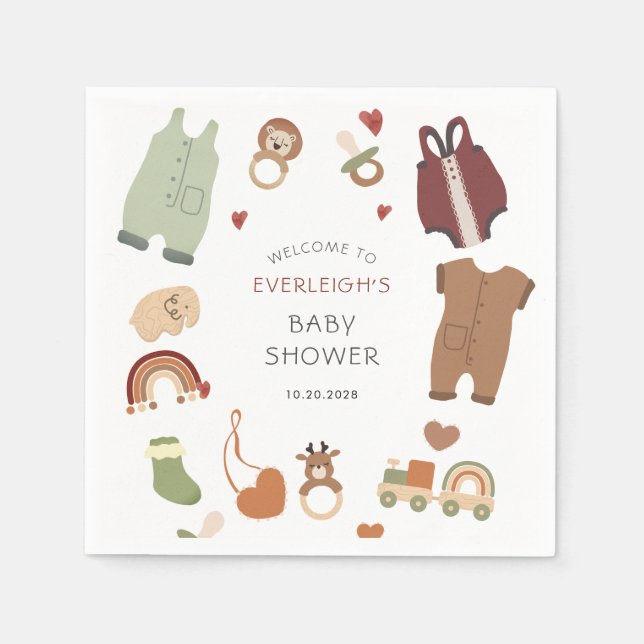 Oh Baby Boho Clothes Toys Boy Baby Shower  Napkins (Front)