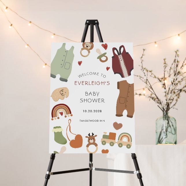 Oh Baby Boho Clothes Toys Boy Baby Shower Welcome Foam Board (In Situ (Stand))