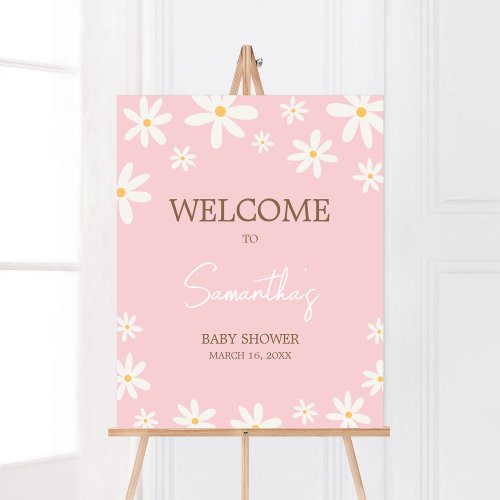 Oh Baby Boho Daisy Baby Shower Welcome Poster