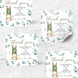 Oh Baby Boho Eucalyptus Baby Shower Square Sticker
