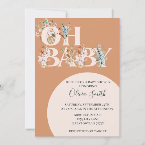 OH BABY Boho Floral Baby Shower Invitation