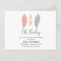 Oh Baby Boho Floral Baby Shower Save The Date Invitation Postcard