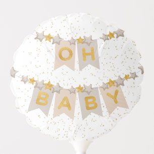 Oh Baby Boho Gold Bunting Flags Balloon
