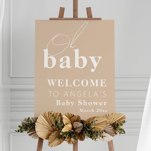 Oh Baby Boho Modern Simple Baby Shower  Foam Board (Creator Uploaded)