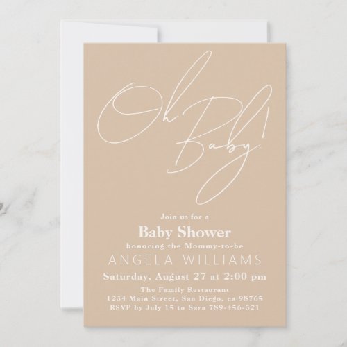 Oh Baby Boho Modern Simple Baby Shower  Invitation