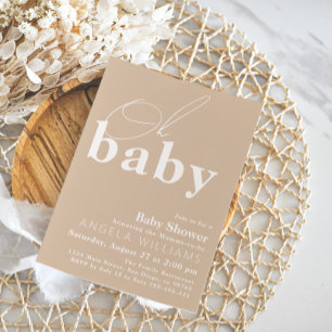 Oh Baby Boho Modern Simple Baby Shower Invitation