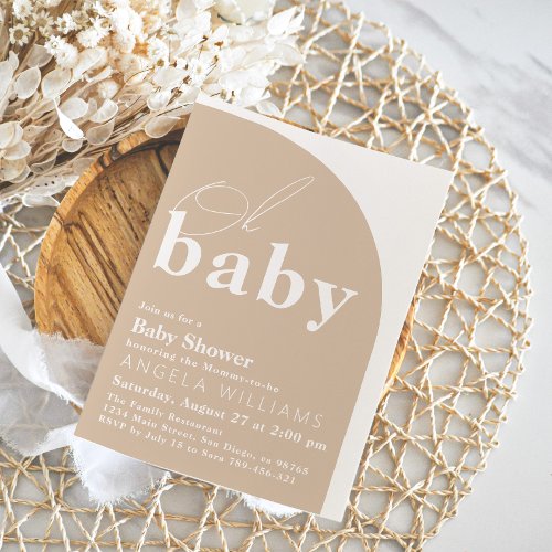 Oh Baby Boho Modern Simple Baby Shower  Invitation