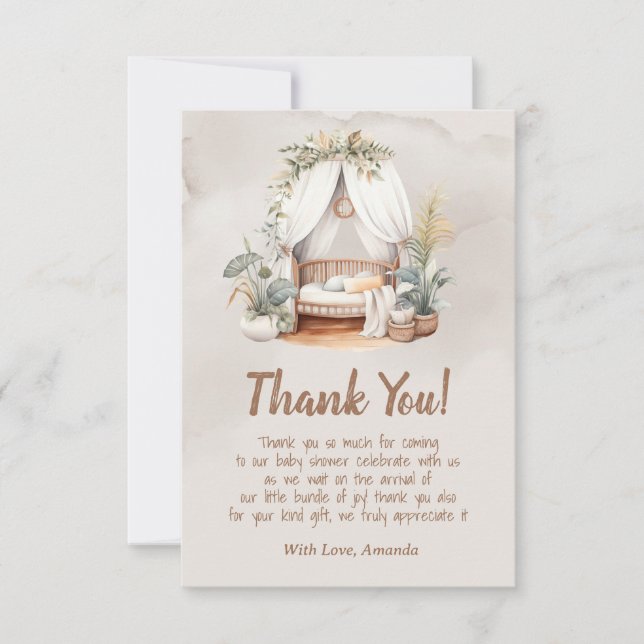 Oh Baby Boho Nursery nook Baby Shower Thank You Card (Front)
