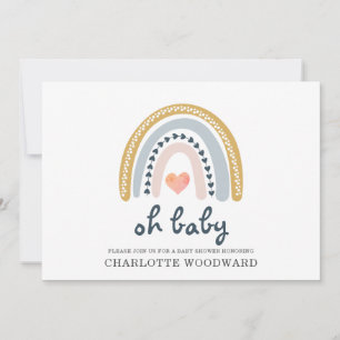 Oh Baby Boho Rainbow Girl Baby Shower Invitation