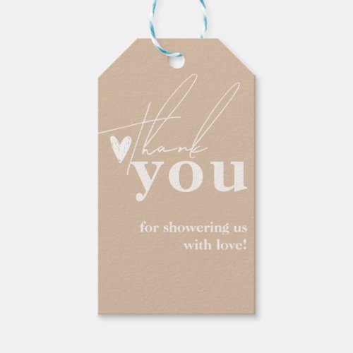 Oh Baby Boho Simple Heart Baby Shower  Gift Tags