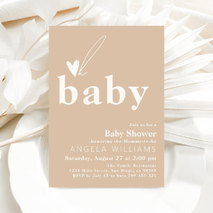 Oh Baby Boho Simple Heart Baby Shower Invitation