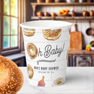 Oh Baby Bottles & Bagels Pink Baby Shower Brunch Paper Cups