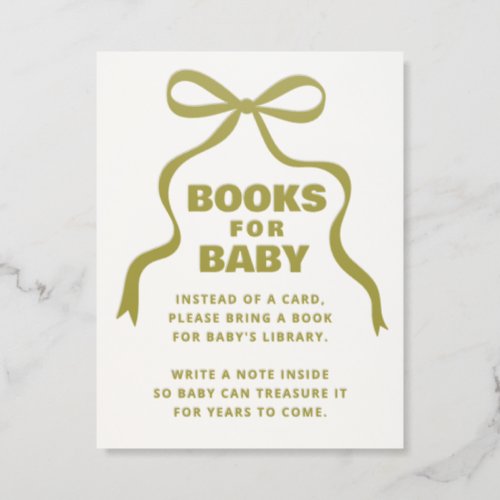 Oh Baby Bow Gender Neutral Books for Baby Letterpress Enclosure Card